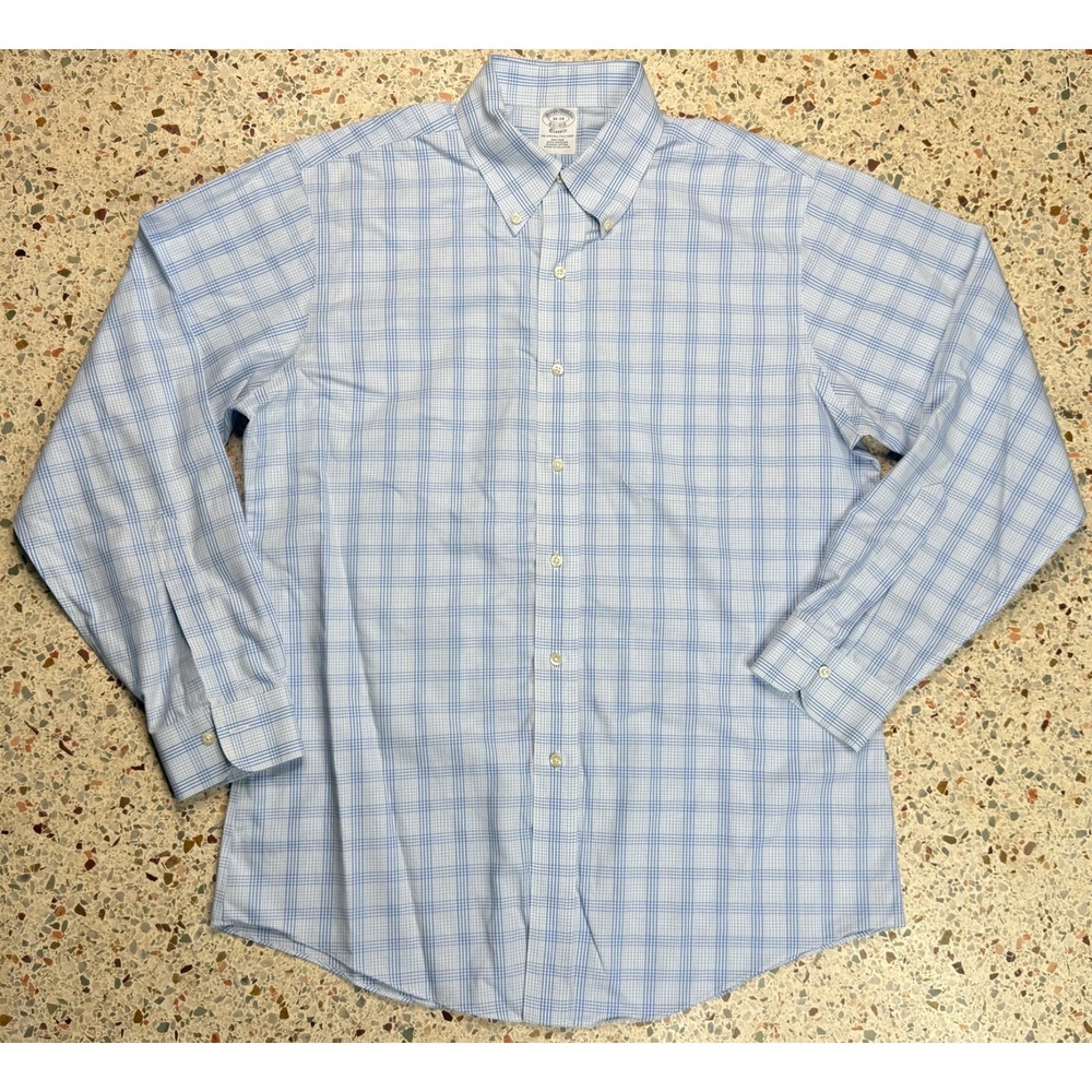 Brooks Brothers Classic Men's Button Down Check Long Sleeve Shirt Size 16-34